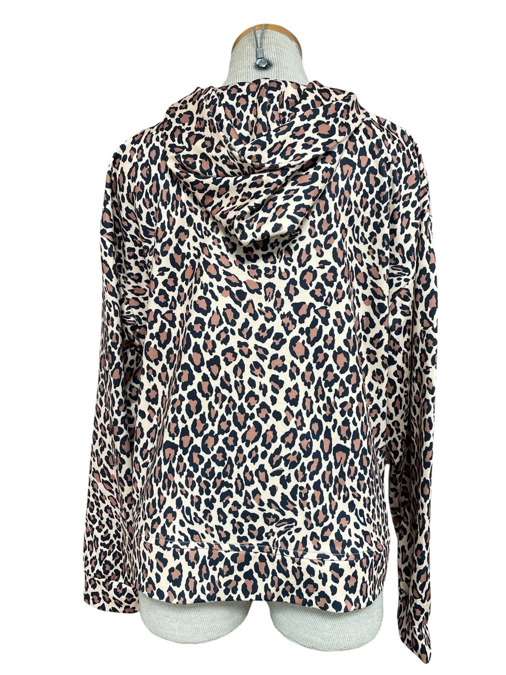 Akimbo Club Sweatshirt Leopard Print Zip-Up Hoodie - Tan Brown Black Medium - Picture 4 of 14